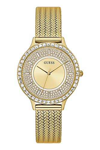 GUESS Women's Quartz Dress Watch with Stainless Steel Strap, Gold, 16 (Model: GW0402L2)