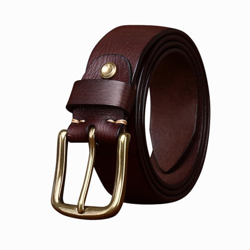 Ceinture en cuir gaufré de vache vieilli et boucle en laiton massif