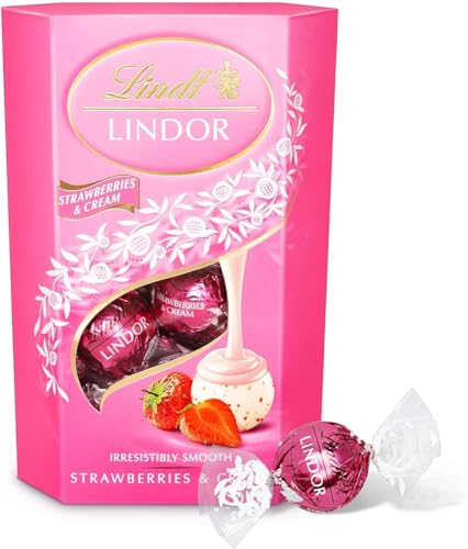 Lindor Strawberry and Cream Truffles 200g 1 box Approx 16 balls