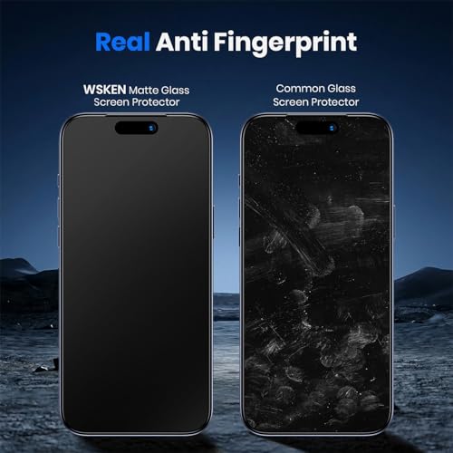Image of WSKEN for iPhone 17 Pro Max Matte Privacy Screen Protector - Anti Glare Anti Fingerprint [4 Way 360 Anti Spy] 10X Military Shatterproof Zero Bubble Anti Peep Tempered Glass Film for 17 Pro Max