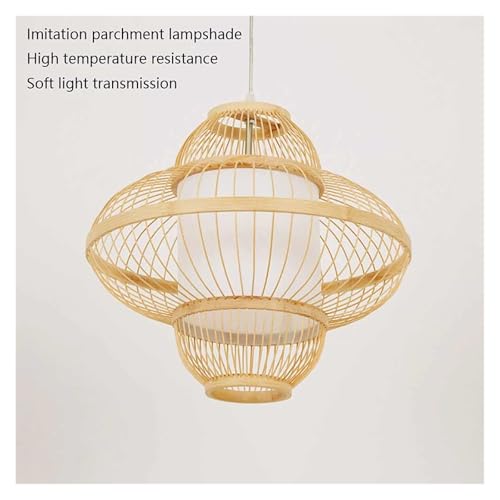 Lustre vintage bois pour table à manger suspension rétro 42cm
