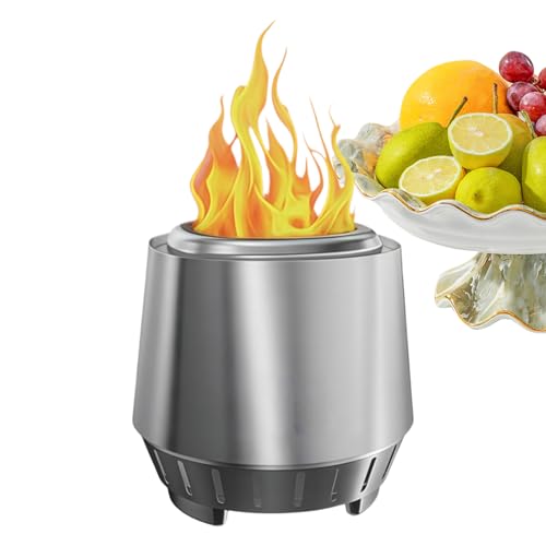Hogueras para exteriores con fuego de leña | Suministros de ocio portátiles de acero inoxidable con soporte – Pequeña hoguera – para terraza, jardín, cubierta, balcón, casa, lado de fuego, mesa