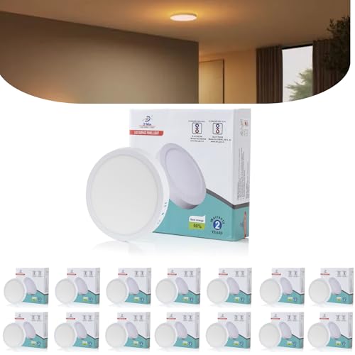 Image of D'Mak 8 Watt Round LED Surface Panel Light Warm White (Pack of 15)