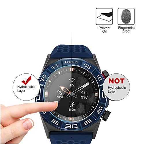 MIHENCE (3PCS) Compatible for Citizen CZ Smart Hybrid Watch Screen Protector, 9H Anti-Scratch Premium Real Tempered Glass Protector smartwatch 44mm Stainless Steel