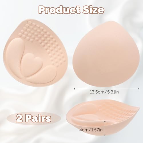 2 Pairs Bra Pad Inserts, 4cm Thick Breast Enhancers Insert for Push Up Removable Bra Cups Inserts for Women Dresses Swimsuits Bikini Sports2