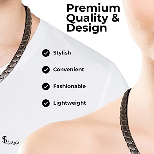 Smarter Lifestyle Elegant Titanium Magnetic Therapy Necklace For Men And Women, Pain Relief For Neck Arthritis Migraine Headaches Shoulders And Back - Magnetic Necklaces For Men Women (Gunmetal Gray) #TOP2