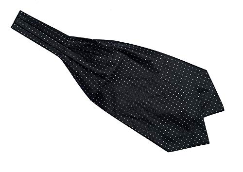 Secdtie Men's Black Plaid Dot 100% Silk Jacquard Woven Self Cravat Tie Ascot 014