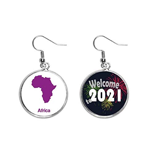 Pendientes de mapa de África púrpura colgantes joyería de patrón ilustrado 2021