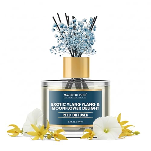 Majestic Pure Ylang Ylang & Moonflower Reed Diffuser 3.4 Fl Oz | Long-Lasting Floral Fragrance for Home and Office