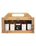 LAUX BBQ Essig Öl Set | 5 Sorten im Set: Olivenöl, Kräuter Knoblauch Öl, Röstzwiebel Öl, Essig & Balsam | Geschenk zu Ostern | Ideales Grill Zubehör (5 x 40ml)