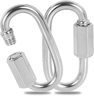 AHUNTTER 16 Pack Locking Carabiner M4 D Shape Small Stainless Steel Quick Link Screw Lock Chain Connector Keychain Ring Buckle - 220 KG