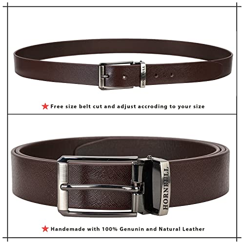Image of HORNBULL Alan Mens Leather Belt | Brown Leather Belt For Men | Formal Mens Leather Belt