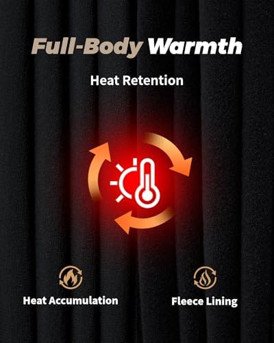 Thermal Underwear for Men Long Johns Set Fleece Lined Winter Cold Weather-Black L - 2