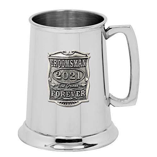 English Pewter Company 1 Pint Groomsman Pewter Tankard Beer Mug Stein Personalised With Your Year â€“ Perfect Wedding Party Gifts For Your Groomsmen â€“ Gift Box [WD024]