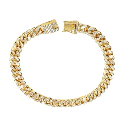 Chaîne en Or pour Chiens – De Métal Poli, Maillon en Fer Durable, Décoration Cloutée en avec Boucle À Pression Sécurisée | Collier De pour Animaux De Compagnie, pour Chiots Moyens