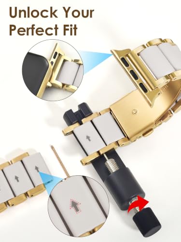 Image of V.R.HOPE Luxury Gold Apple Watch Band for Women, Metal & Silicone