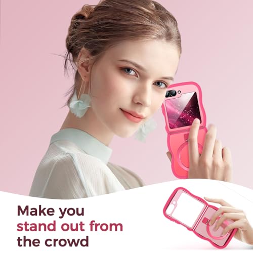 Image of Cute Wavy Magnetic Stand Case for Galaxy Z Flip 6 /5 Fit for MagSafe