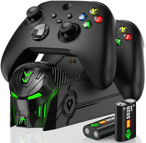 Techerleaf Rechargeable Controller Charger Station with 2X 5520mWh Battery Pack Compatible with Xbox...