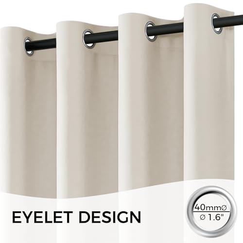 Rideau occultant thermique beige à œillets isolant la chaleur - 3