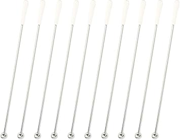 10 Pcs Reusable Stainless Steel Coffee Beverage Stirrers, 7.5" Cocktail Stirrers Drink Swizzle Stick with Small Rectangular Paddles Silver