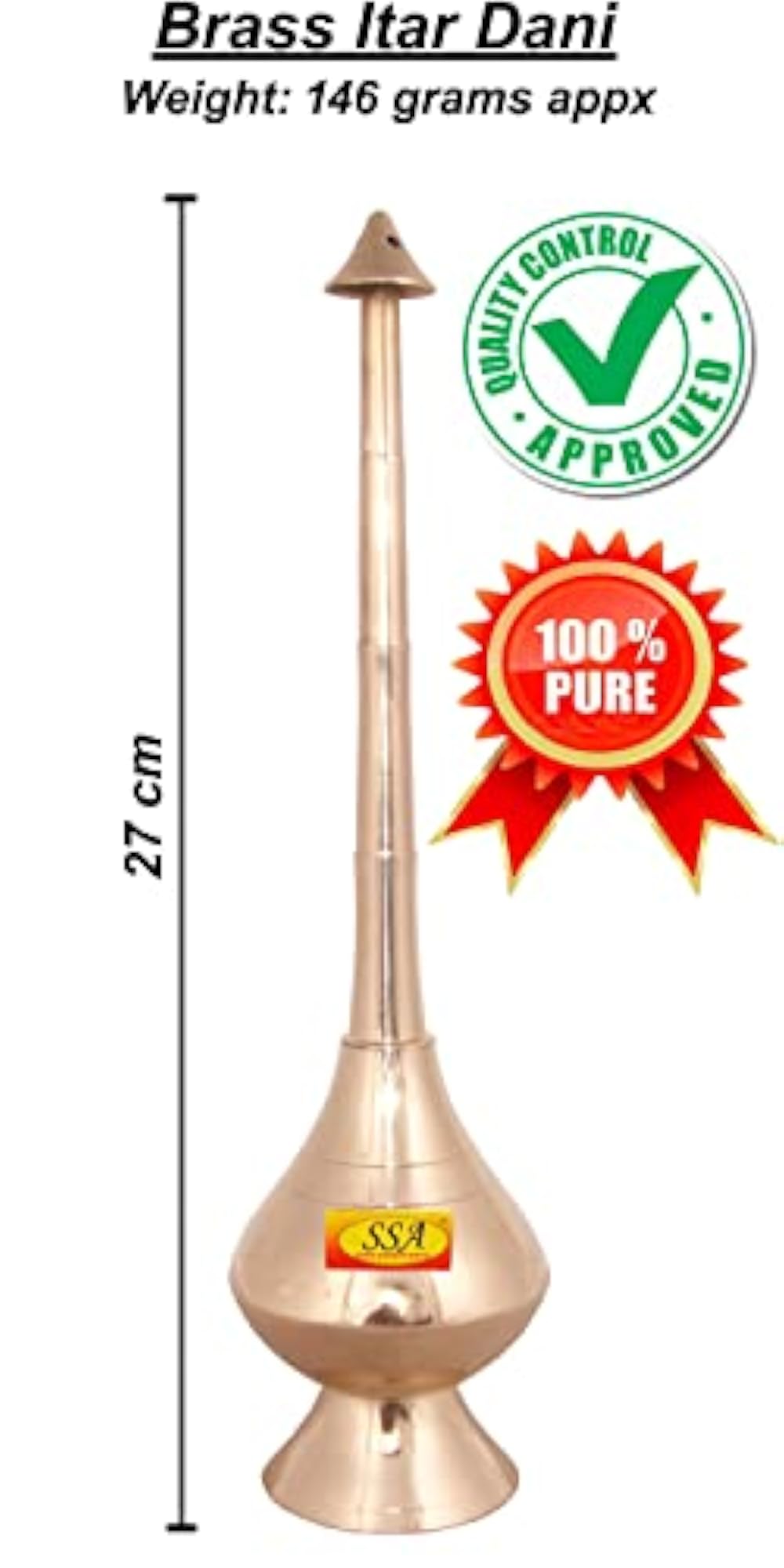 Brass Bottle for Gangajal and Perfume, 12 inch