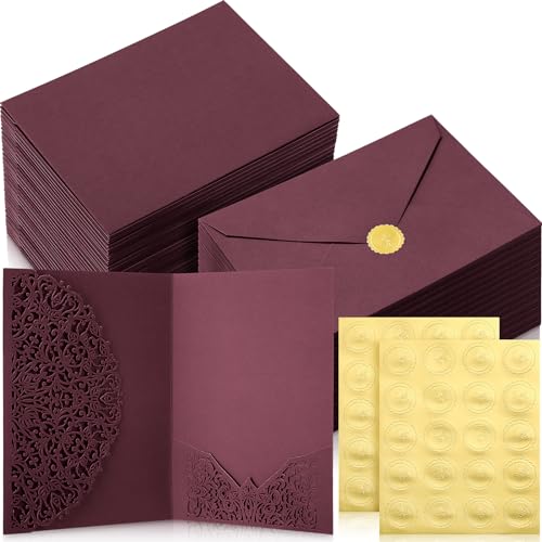 PerKoop 100 Set 5 x 7 Laser Cut Wedding Invitation