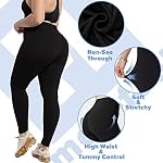 MOREFEEL Plus Size Leggings for Women-Stretchy X-Large-4X Tummy Control High Waist Spandex Workout Black Yoga Pants