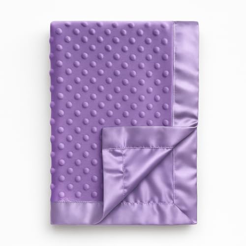 Image of Pro Goleem Baby Soft Minky Dot Blanket with Silky Satin Backing Baby Gifts for Boys and Girls (Purple, 30’’ x 40’’)