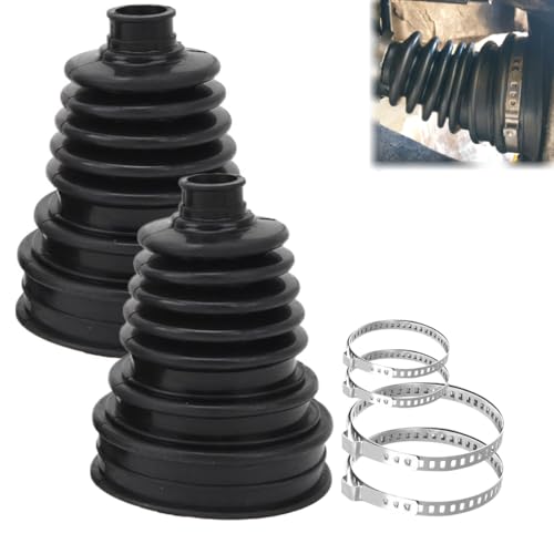 2 CV Boot Kits (Axle Boot Kits) with 4 Stainless Steel Clamps CV Joint Boot for Axle Shaft Size 19mm-24mm, Protects CV Axle
