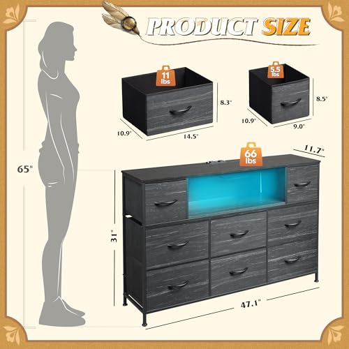 image for WLIVE Black Dresser for Bedroom, TV Stand for Bedroom for 55 inch TV w