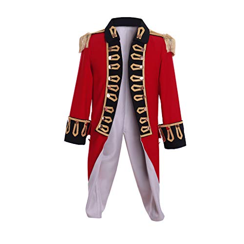 Diajosa cos 18th Century Military Jacket Red Coat British Officer Costume Tailcoat Uniform Revolutionary War Costume Men Outift (Red, XL)