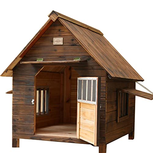 Small Medium and Large Kennels are Weatherproof Indoor and Outdoor Dog House with Door Pet House Outdoor Weatherproof and Cold-Proof Pet House Shelter Kennel Raised Floor Wooden Dog House