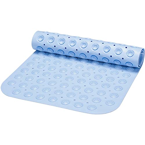 Image of TurtleGrip Anti-Skid Shower Mat, 88x58 cm Accu-Pebble (Blue), Anti-Slip Extra Large Bathtub Mat with Suction Cups, Machine Washable Bathroom Mats with Drain Holes