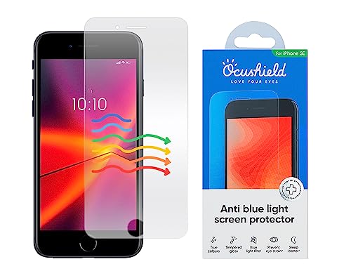 Image of Ocushield Anti Blue Light Tempered Glass Screen Protector of iPhone SE - Blocks Blue Light, Prevents Eye Strain & Helps You Sleep Better, 9H Hardness & Case Friendly