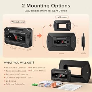 Nuleto RV Dual LP/CO Alarm，RV Carbon Monoxide & Propane Gas Detector with Separate LED Indicator Light, Early Warning to Ensure RV Camping Safety Travel (with 1 Bracket), Black