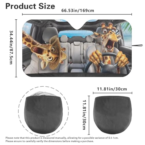 Image of Drive Giraffe Car Interior Accessories Sun Protection Easy to Install Automotive Windshield Sunshades Keep Cool UV Rays Protection for Most Sedan Truck Van