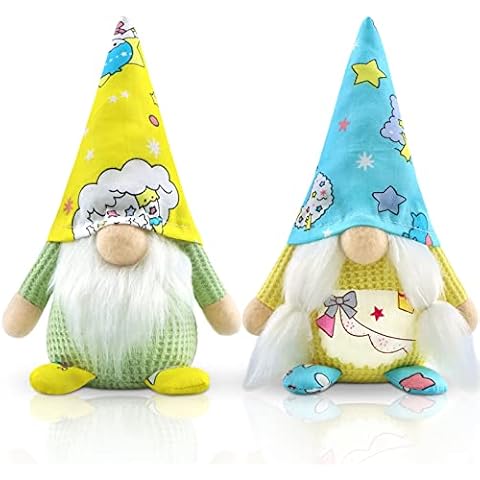 Godeufe Set of 2 Cartoon Gonk Gnome Plush Gift for Children Decorations Handmade Scandinavian Tomte for Farmhouse Home Table Kitchen Shelf Display Tiered Tray Cover