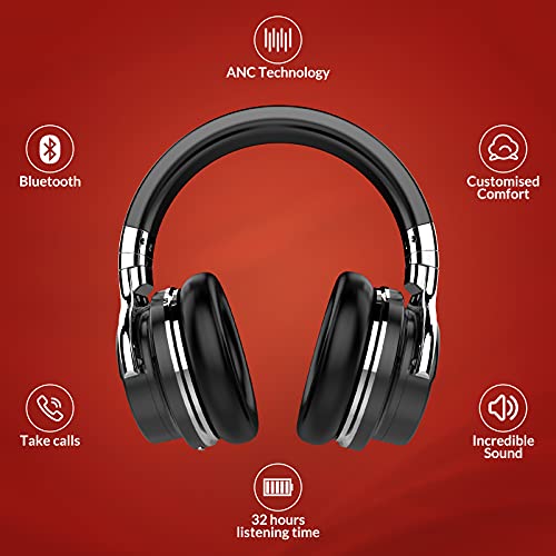 Qisebin E7 Wireless Noise-Canceling Headphones, Over Ear Bluetooth Headphones Compatible With Ios & Android - Built-In Microphone, Long Battery Life Black #TOP6