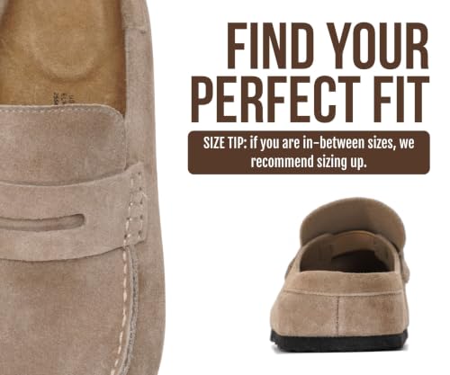 Image of Project Cloud Genuine Leather Clogs for Women - Memory Foam Insole Womens Clogs Non-Slip Outsole Mules for Women Footwear - Women's Mules & Clogs Fall Shoes (Haven,LTBEIGSUED,5.5M) Light Beige