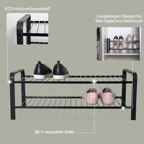 LM 391 Schuhregal aus Öko-Holz - pulverbeschichtetes Schuhregal platzsparend, 670 mm breite, ideal für Schrank… – Ansicht 3