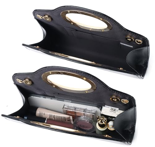 Image of Top Metal Handle Clutch Bags for Women, Evening Handbag Shoulder Crossbody Purse with Chain
