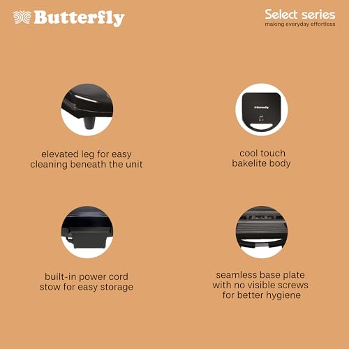 Image of Butterfly Crosta Toast 750W Sandwich Maker | Non-stick Coated Plates | 1 Year Warranty | 750W