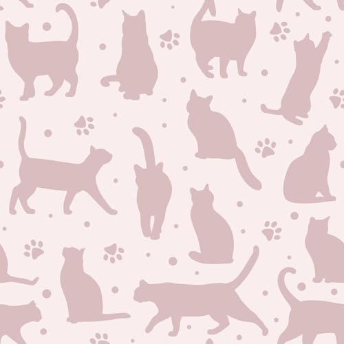 Livelynine Pink Cat Peel and Stick Wallpaper Cute Wallpaper for Bedroom Girls Room Kids Locker Elegant Removable Funny Animal Preppy Kitty Pink Fun Contact Paper for Walls Cabinets Classroom 17.5x78.8