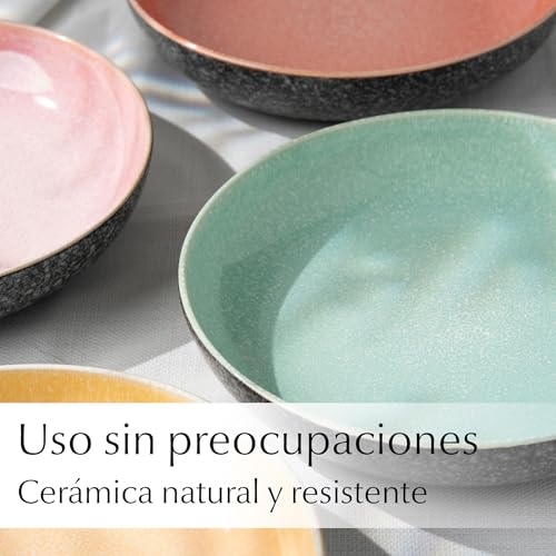 Miniatura 4 de Miamio - Set De 6 Platos Para Sopa 850 Ml Cuencos Para Pasta, Cuencos Coloridos Para Pasta, Ensalada, Sopa, Espaguetis Cuencos Aptos Para Microondas Y Lavavajillas - Colección Las Palmitas