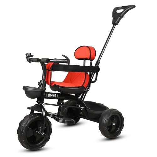 Image of Tricycle for Kids | Plug & Play Baby Trike with EVA Wheels, Safety Rail & Push Handle for Parents | Safe & Comfortable Ride for Toddlers 12-48 Months (RED)