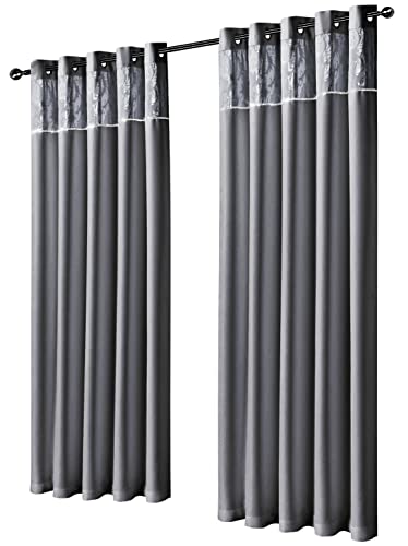 LES4U Juego de 2 Paneles de Cortinas Opacas Plateadas Cover