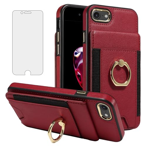 Étui iPhone 8S/7S Asuwish avec anneau anti-piratage RFID et vitre de protection