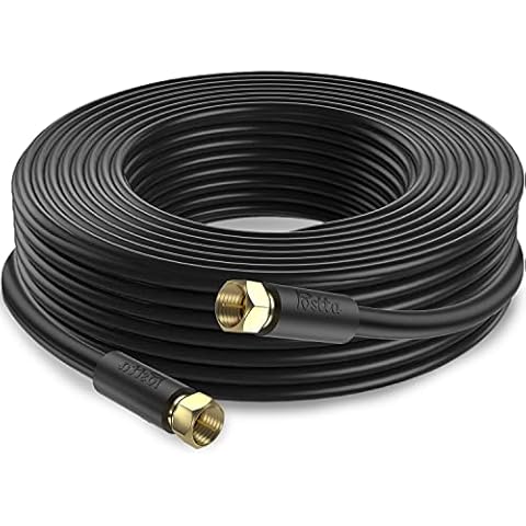 Postta Coaxial Cable(50 Feet) Triple Shielded Digital RG6 Antenna Cable with F-Male Connector Pin-Black Cover