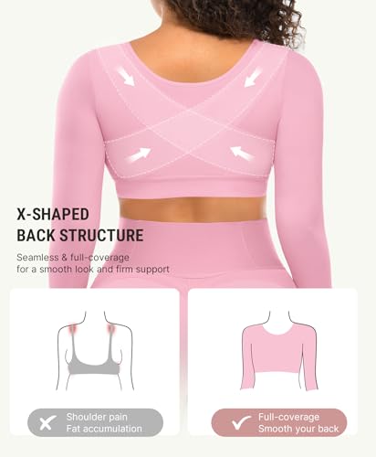 Image of FeelinGirl Arm Shaper for Women Post Surgery Arm Lipo Compression Sleeves Slimming Arm Faja Front Closure Shapewear Bra