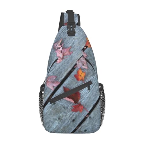 Sac à bandoulière en bois imprimé automne pour randonnée urbaine et voyage